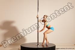 Underwear Gymnastic poses Woman White Moving poses Slim long blond Dynamic poses Academic